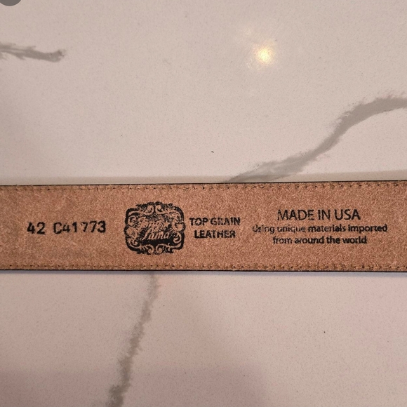 Tony Lama Western Boho Tooled Leather Belt Made In The Usa Brown Size 42 XL - Picture 6 of 6